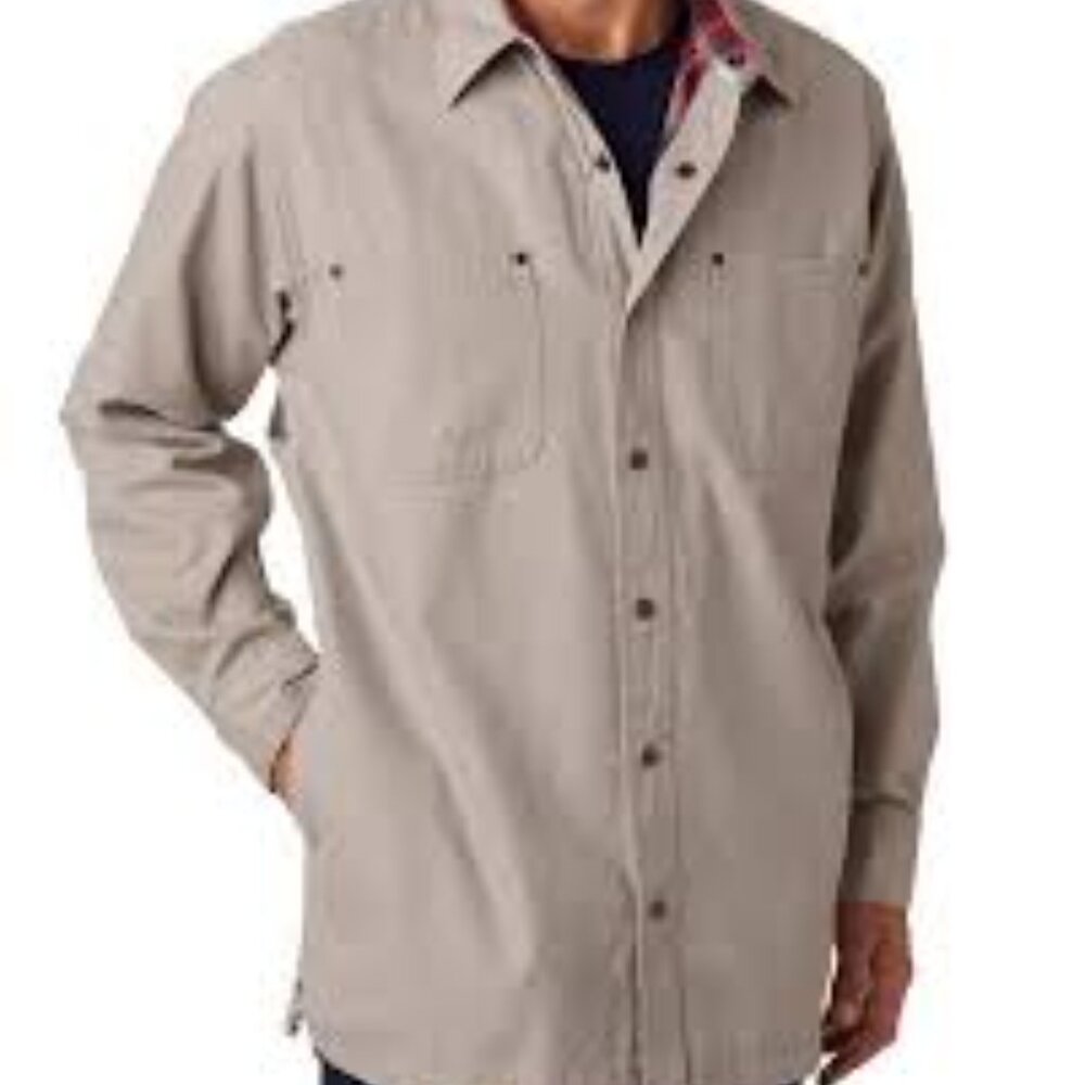 Backpacker Men's Canvas Shirt Jacket with Flannel Lining in Khaki - Size M